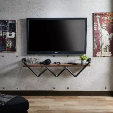 Étagère de style industriel en tube de 120 cm de long, similaire à un meuble TV - Étagère de style industriel en forme de tuyau d'eau de 120 cm de long, similaire à un meuble TV